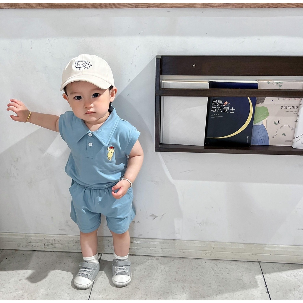 Áo Thun Không Tay Kèm Quần Ngắn Dáng Suông Thời Trang Mùa Hè Hàn Quốc Cho Bé Trai