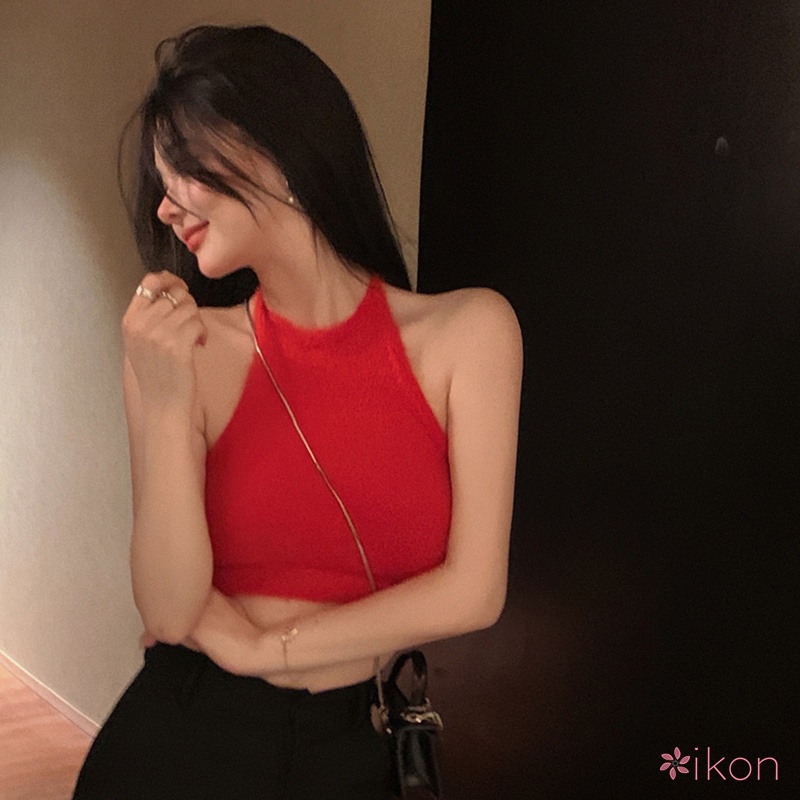 Áo Croptop Dệt Kim Màu Trơn Hở Lưng Quyến Rũ Cho Nữ