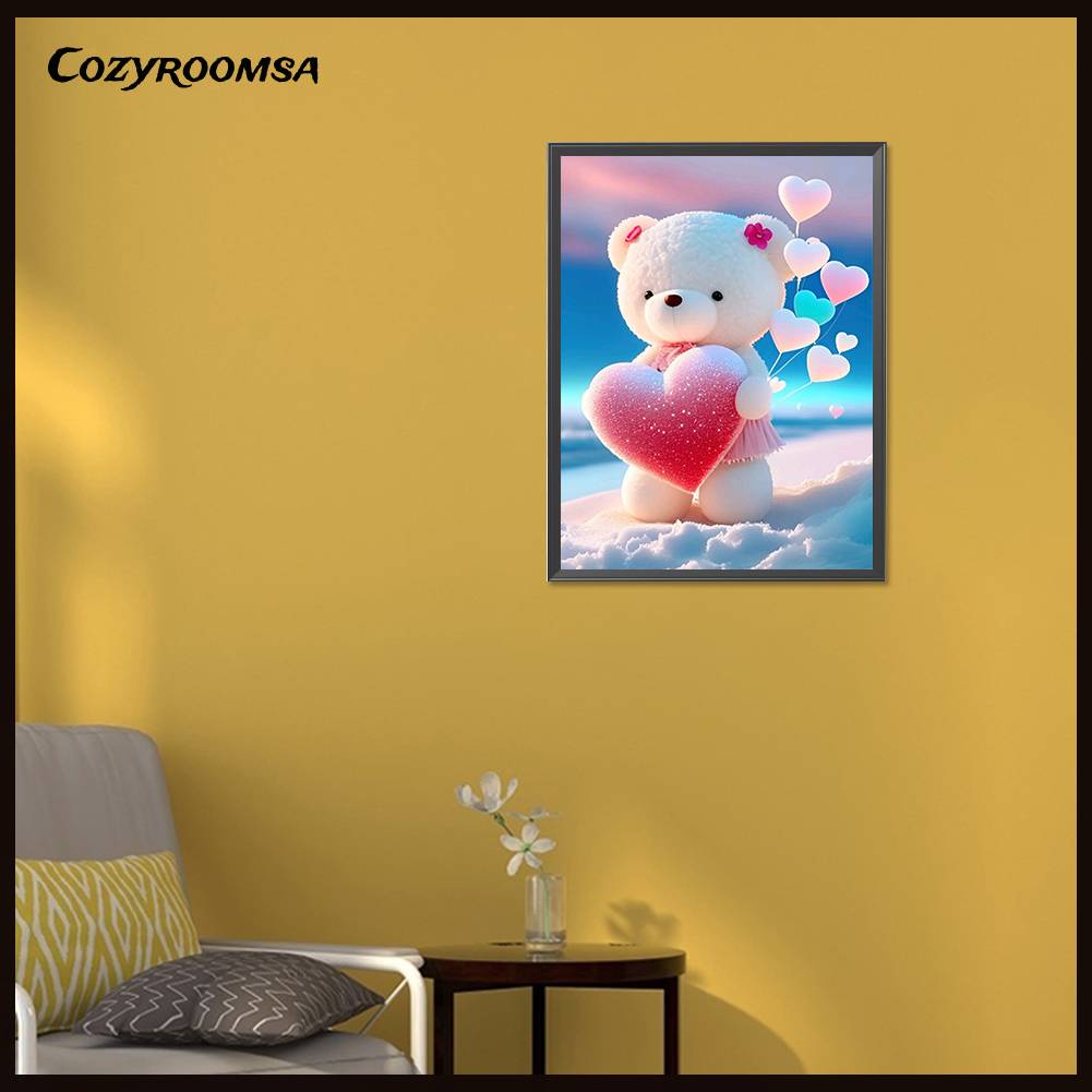 Tranh Đính Đá Kim Cương Toàn Bộ 5D DIY Hình Vẽ Gấu Trang Trí Nhà Cửa