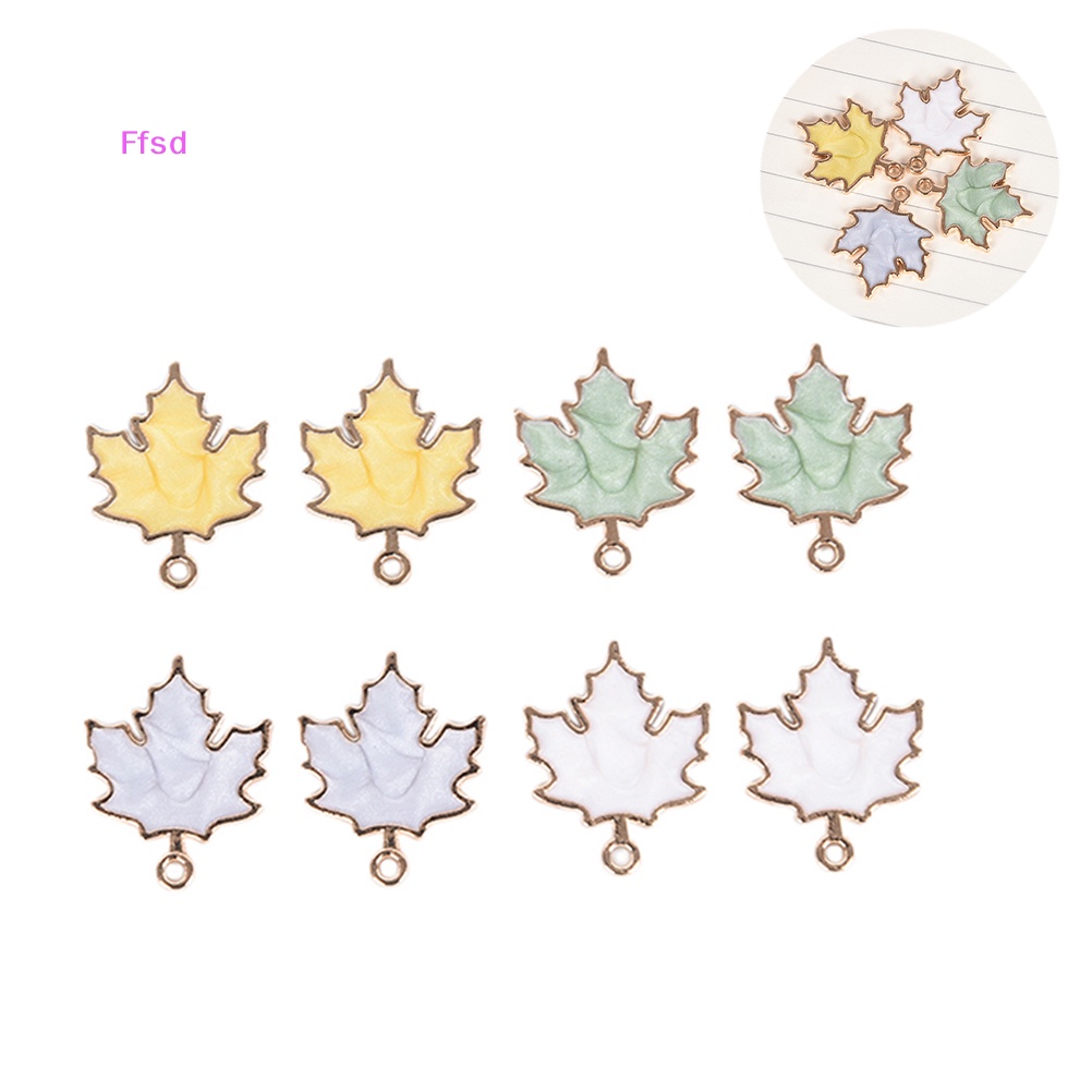 Bộ 10 Mặt Dây Chuyền Hợp Kim Tráng Men Hình Lá Phong Handmade DIY