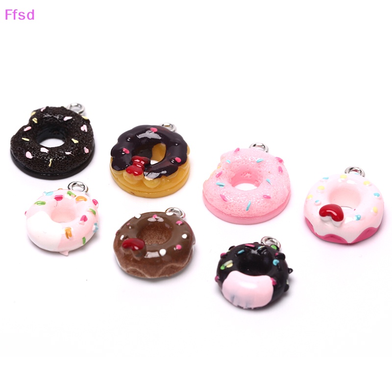 {Ffsd} Set 10 Mặt Dây Chuyền Resin DIY Hình Bánh Donut / Thức Ăn Ch