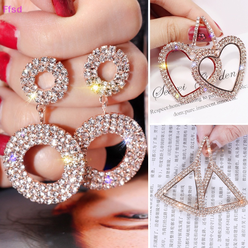 {Ffsd} Khuyên Tai Tròn Pha Lê Trang Sức Đám Cưới Cho Nữ