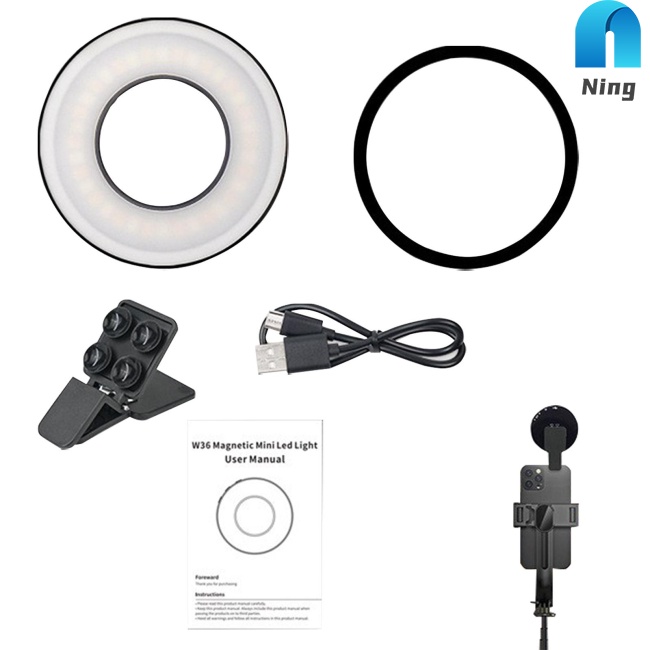 Đèn Led Tròn Gắn Điện Thoại Chụp Ảnh Selfie W36 Cổng Sạc Usb