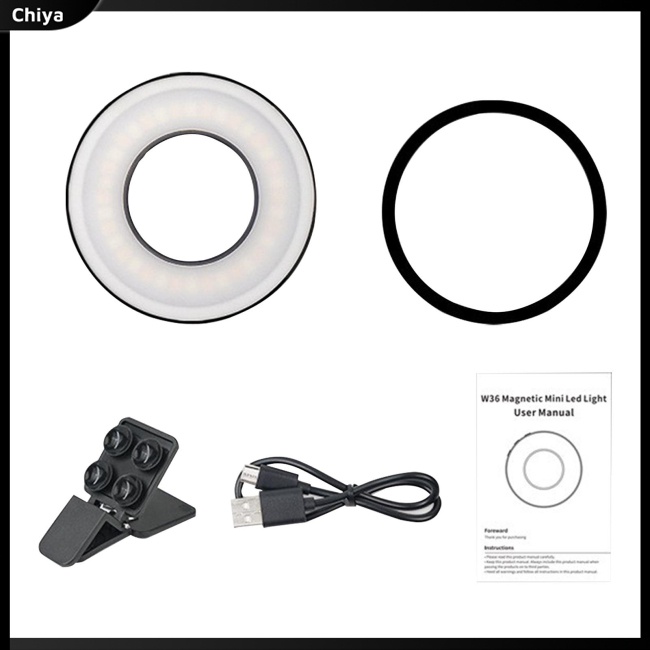 Đèn Led Tròn Mini W36 Gắn Điện Thoại / Gương Trang Điểm Chụp Ảnh Tự Sướng Kèm Sạc Usb Tiện Dụng