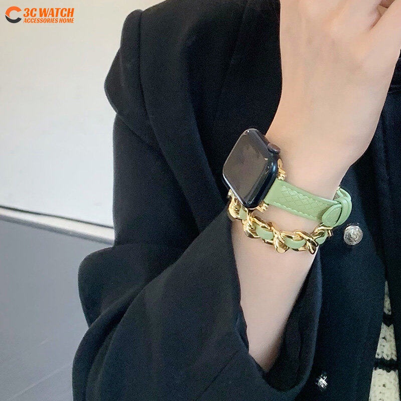 Dây Đeo Bằng Da Và Thép Không Gỉ Cho Đồng Hồ Thông Minh Apple Watch 49 / 45 / 44 / 42 / 40 / 41 / 38mm iWatch Ultra 8 7 6 SE 5 4 3 2 1