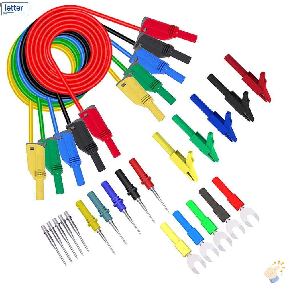 LET Bộ 25 Đầu Dò Kiểm Tra Phích Cắm Chuối Bằng Silicone Mạ Thiếc Hình Chữ U 1M 4mm 1000V / 10A Cho Vạn Năng Kế