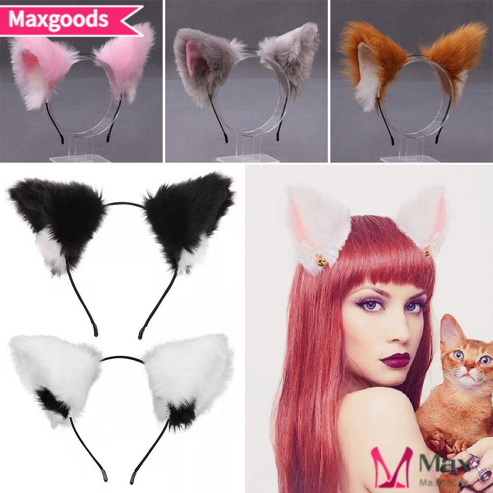 MAXG Băng Đô Tai Mèo Phối Lông Thời Trang Dự Tiệc