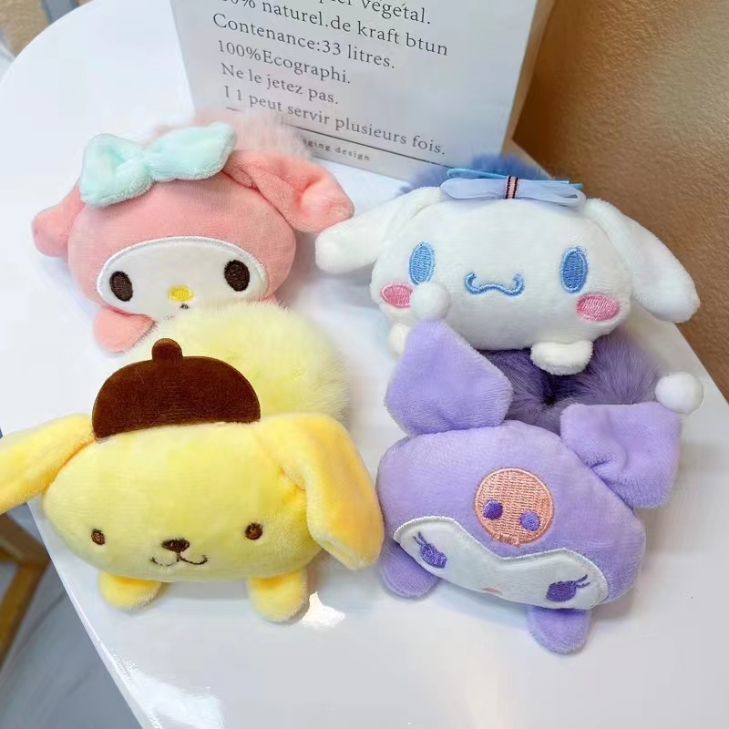 Băng Đô Cài Tóc Cao Su Đính Quả Bông Phong Cách Nhật Bản Dễ Thương Cho Bé Gái