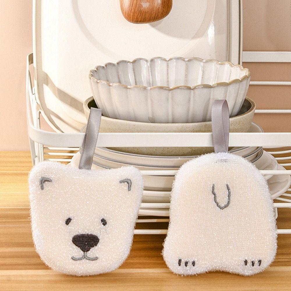 MALCOLM Set 4 Miếng Bọt Biển Rửa Chén Mềm Mại Dày Dặn Chống Dính Thấm Hút Tốt