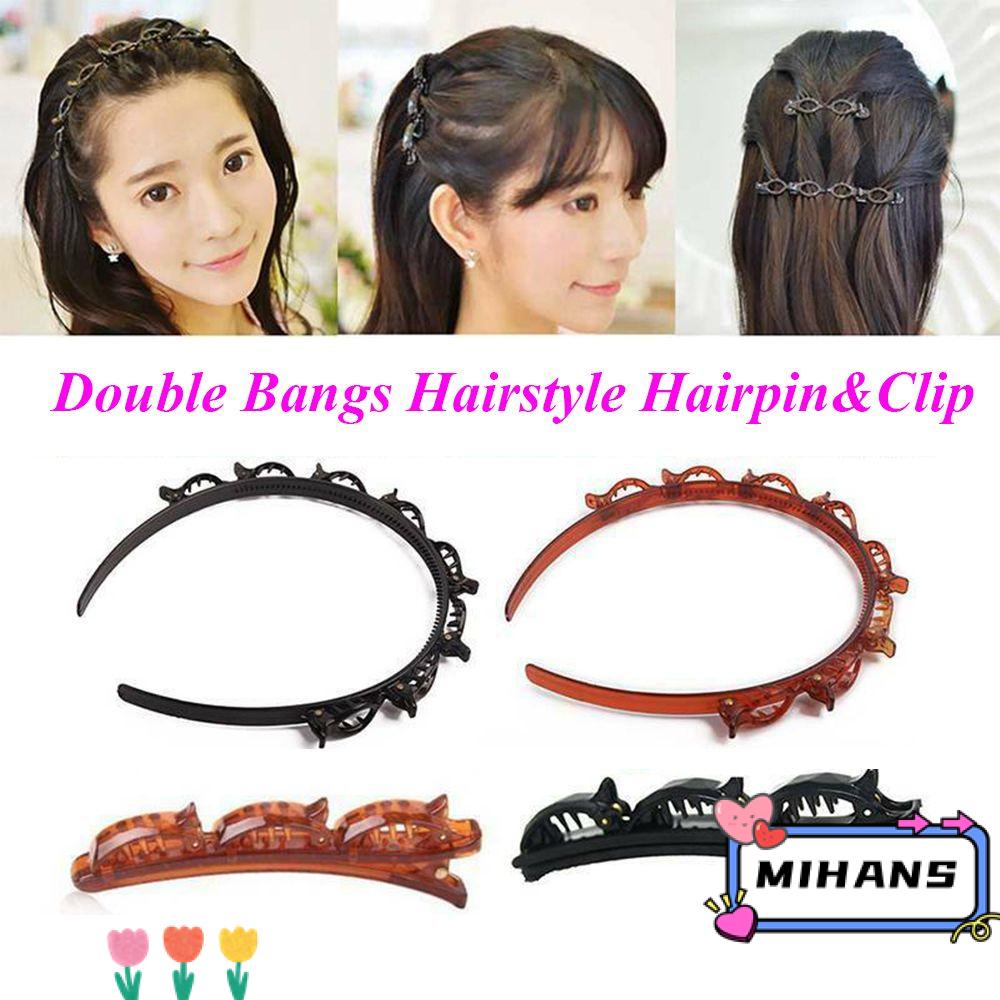 MIH Kẹp Tóc Bện Bằng Resin Phong Cách Mái Đôi Cho Nữ