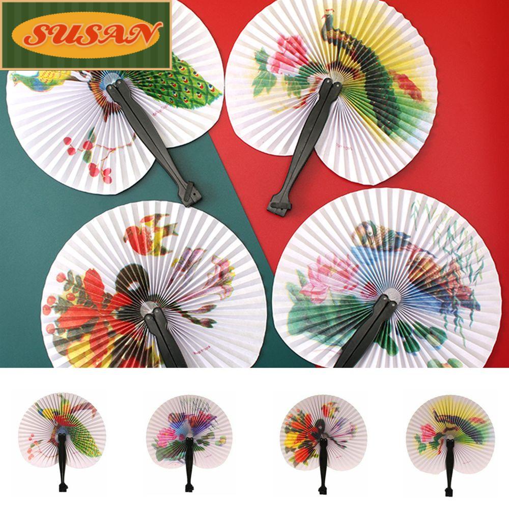 SUSANS Quạt Xếp Cầm Tay Bằng Giấy In Họa Tiết Thanh Lịch Có Thể Gập Lại Cho Tiệc Cưới