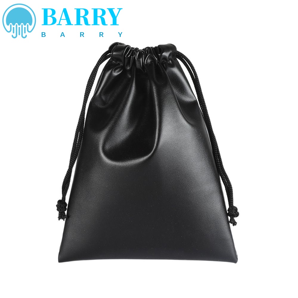 BARRY Túi Dây Rút Da PU Màu Đen Đựng Tai Nghe Chống Bụi Đa Năng