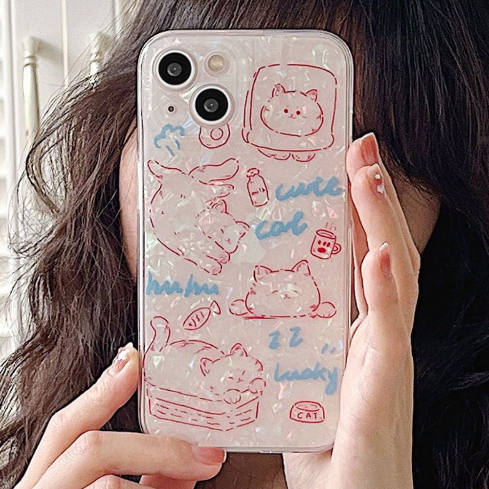 Ốp Điện Thoại TPU Dẻo Màu Laser Họa Tiết Hoạt Hình Chú Mèo Dễ Thương Chống Sốc Cho IPhone 11 12 13 14 Pro Max