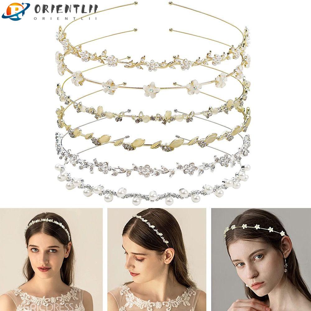 ORIENTLII Lược Cài Tóc Hình Hoa Lá Đính Đá Nhân Tạo Thời Trang