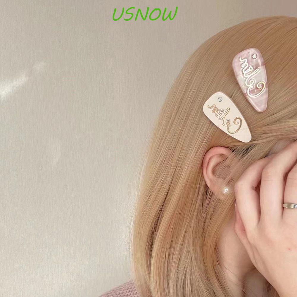 USNOW Kẹp Tóc Đính Đá Chữ Y2K Màu Sắc Ngọt Ngào Thời Trang Cho Nữ