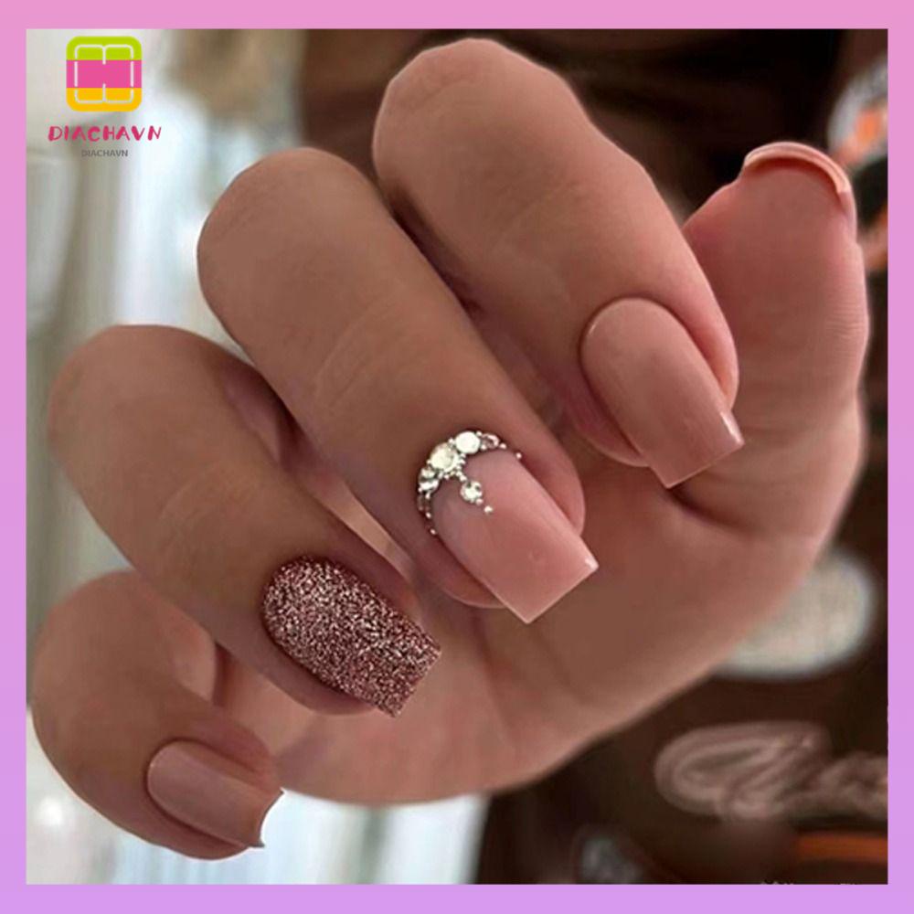 DIACHAVN Set 24 Móng Tay Giả Dạng Nhấn Tiện Lợi