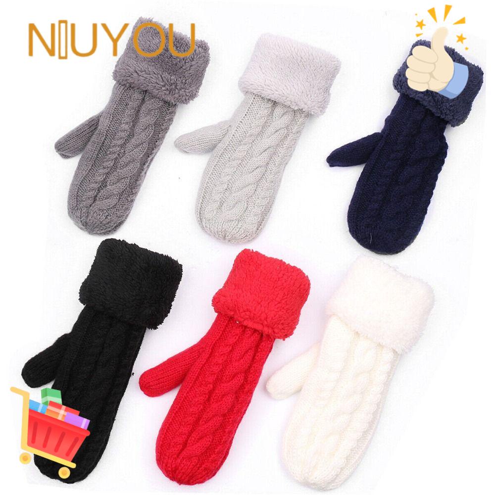 NIUYOU Găng Tay Dệt Kim Dày Mềm Mại Chống Gió Giữ Ấm Mùa Đông