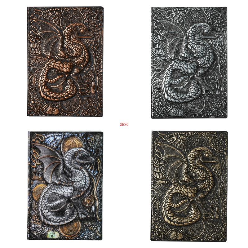 Sổ Tay Bìa Cứng PU Khổ A5 Dập Nổi Họa Tiết Cổ Điển Dành Cho Nam Nữ