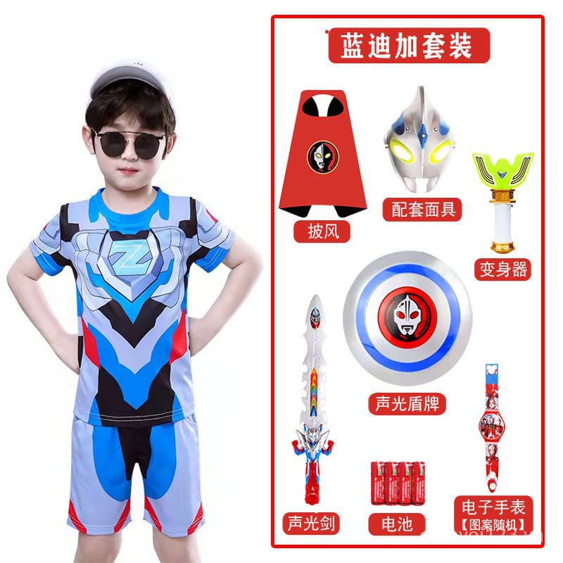 Áo Thun Tay Ngắn In Hình Siêu Nhân Ultraman Thời Trang Mùa Hè Cho Bé Trai