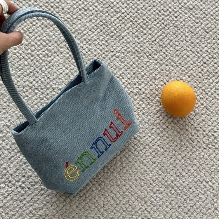 Túi Xách Mini Chất Liệu Denim Thêu Họa Tiết Phong Cách Mới 2023 Cho Nữ