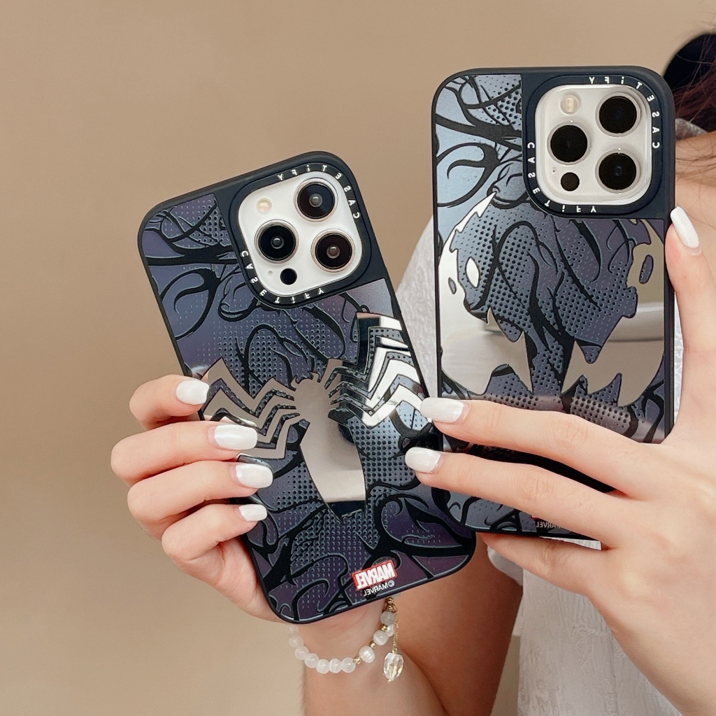 Ốp Điện Thoại Tráng Gương Hình Mặt Nạ Người Nhện Cho iPhone14ProMax IP12 13 14 13 14 13Promax 12 13 14