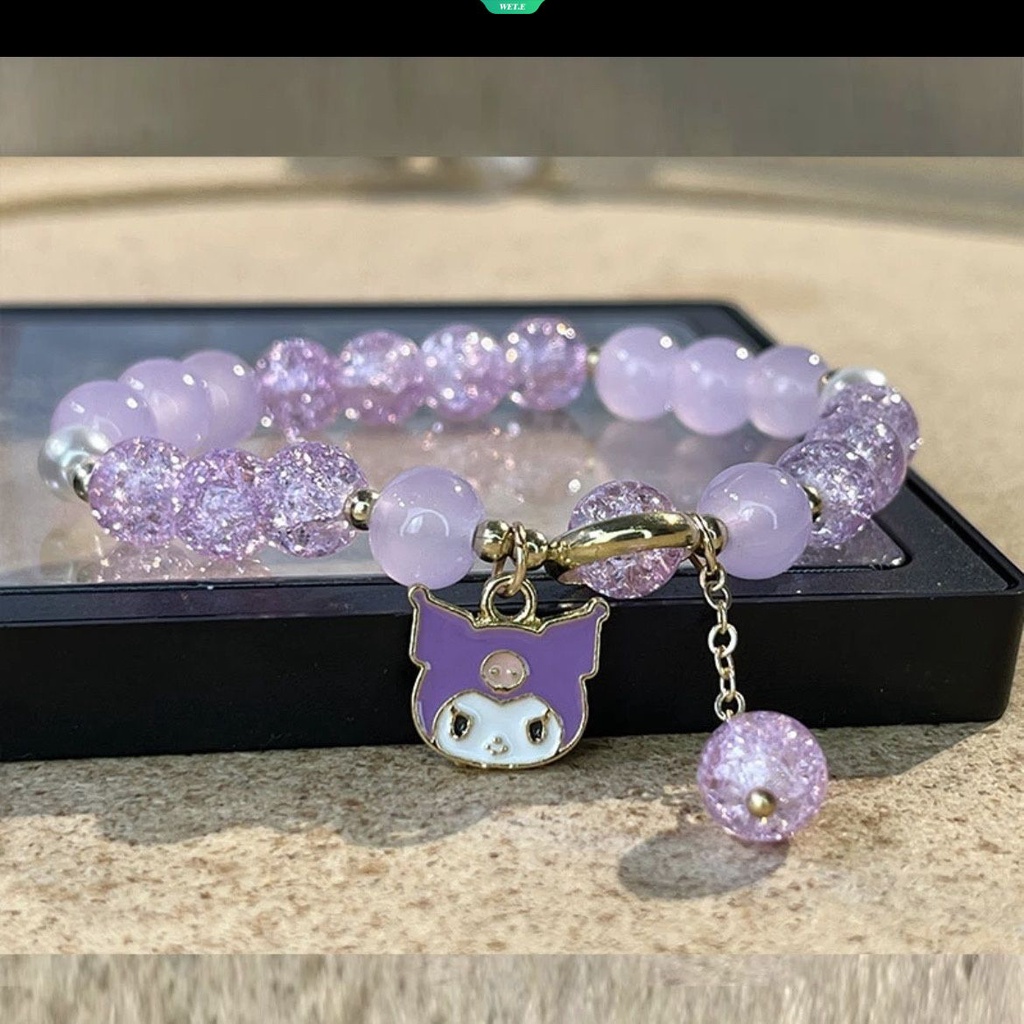 2023 New Sanrio Cinnamoroll Kuromi Girls Vòng tay Thiết kế Niche Ins Thời trang Chuỗi thủy tinh Sinh viên