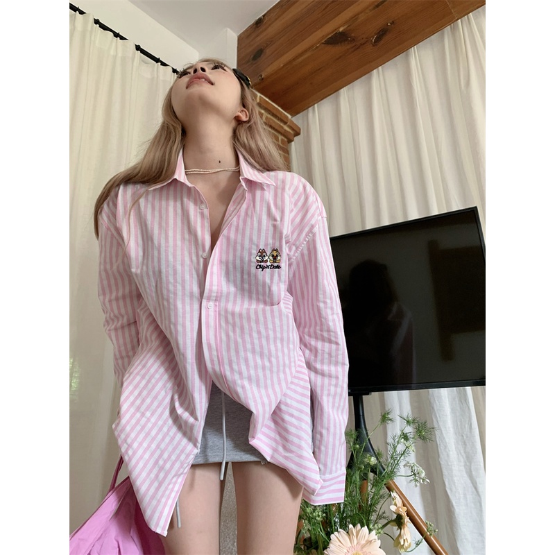 Áo Sơ Mi Dài Tay Chống Nắng Dáng Rộng Họa Tiết Kẻ Sọc Thời Trang Mùa Hè Mới Cho