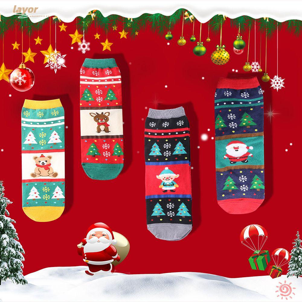 LAY Vớ Cotton Nhiều Màu Họa Tiết Giáng Sinh Thời Trang