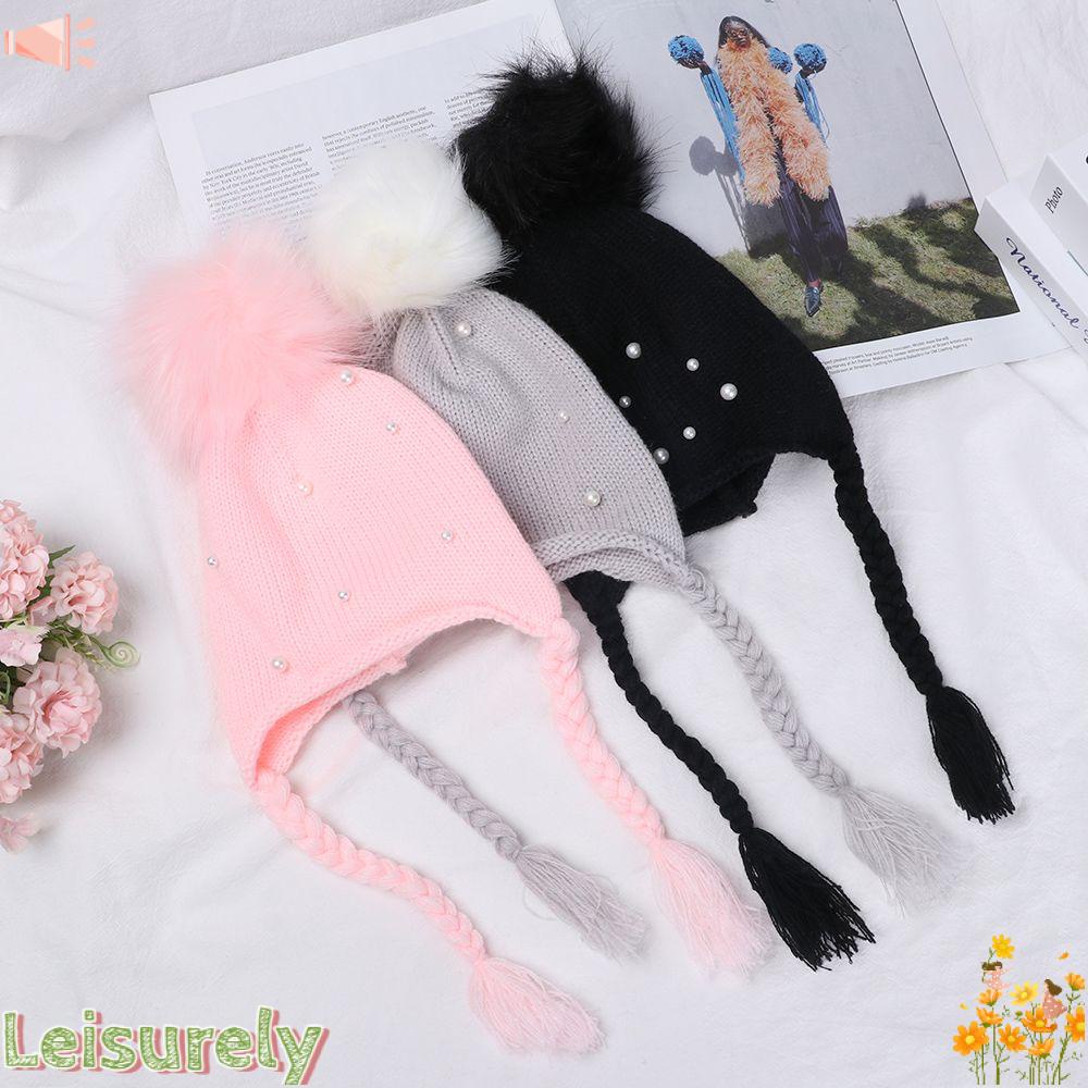 LEILY Mũ Trùm Đầu Dệt Kim Thời Trang Mùa Đông Cho Bé