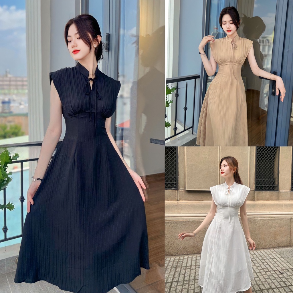 Đầm Váy Maxi Cánh Dơi Cổ Tròn Phối Nơ Thanh Lịch Dạo Phố Dự Tiệc BY8456