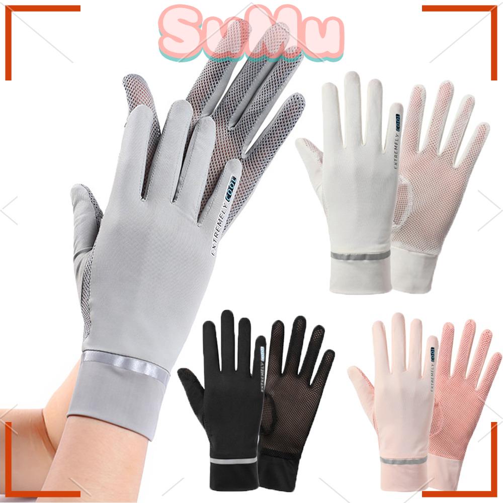 SUMU Găng Tay Lái Xe Hở Ngón Chống Tia UV Chất Liệu Lụa Lạnh Cho Nữ
