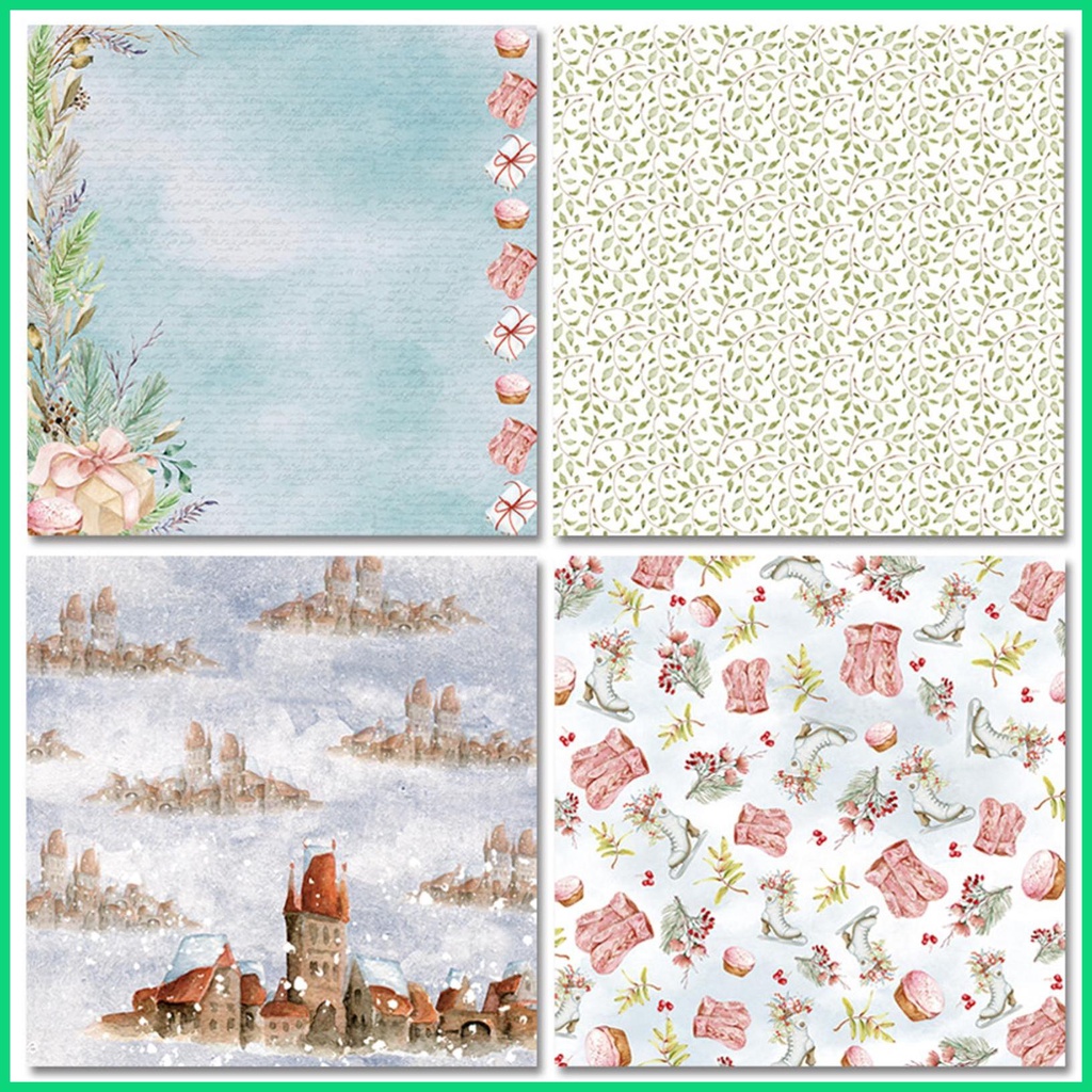Set 24 Tờ Giấy 66 Inch Chủ Đề Giáng Sinh Mùa Đông Dùng Để Trang Trí Sổ Tay