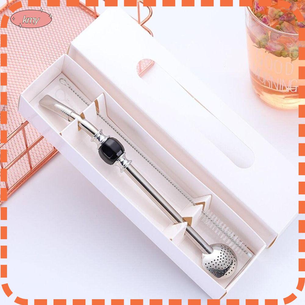 KRNY Bộ Ống Hút Bằng Thép Không Gỉ 8.5 &quot;Kèm Cọ Vệ Sinh Tiện Dụng Cho Văn Phòng