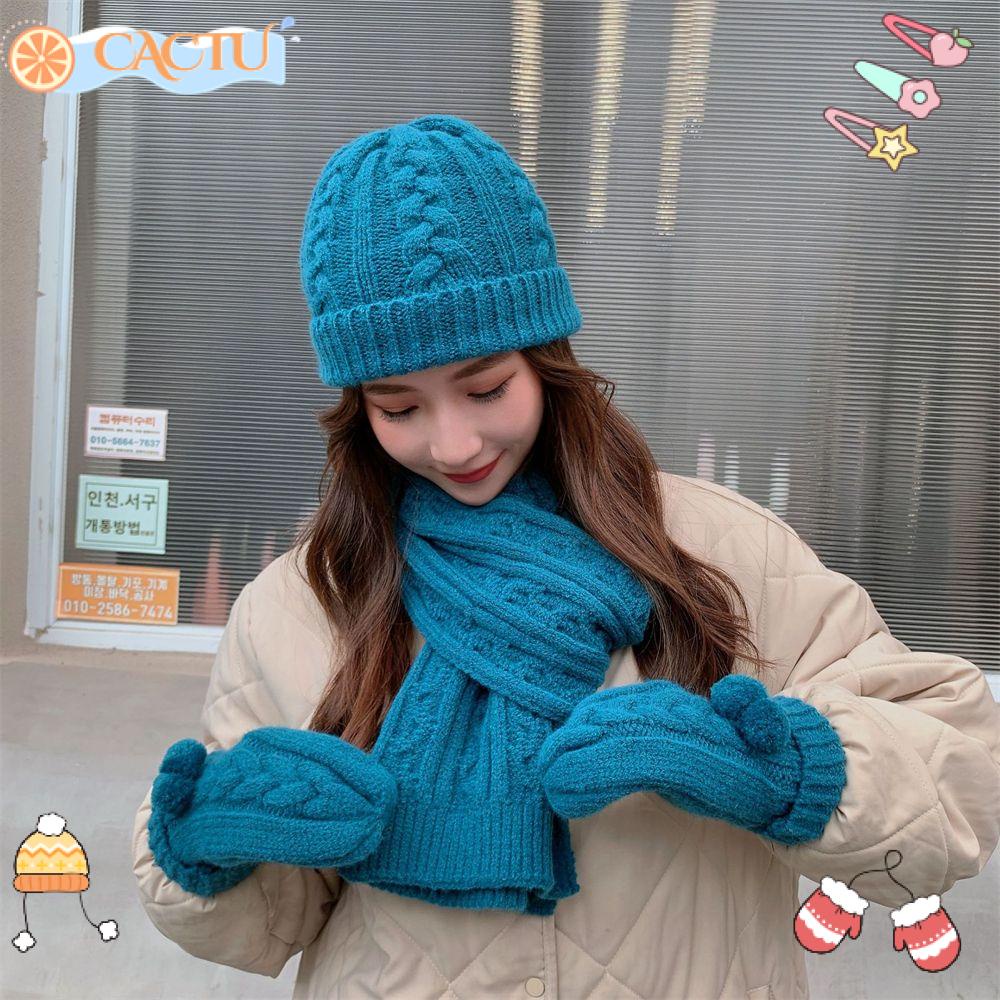 CACTU Set Mũ beanie Kèm Găng Tay Dày Dặn Thời Trang Mùa Đông
