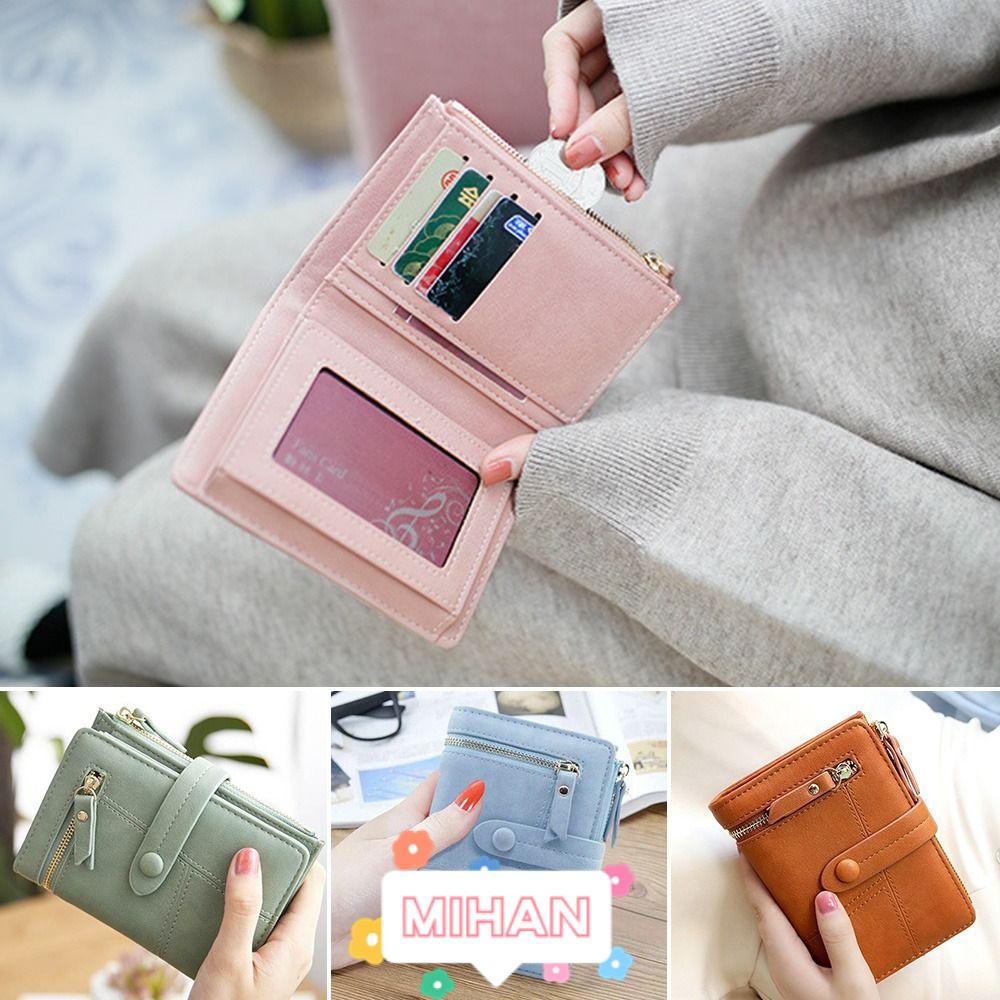 MIHAN1 Ví Ngắn Đựng Thẻ Cài Khóa Thiết Kế Dễ Thương Cho Nữ