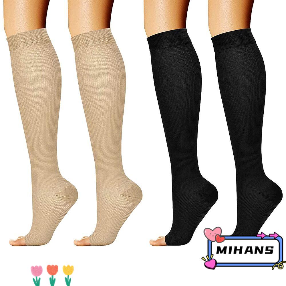 MIH Vớ Nén Hở Ngón Chân Bằng Nylon Dẻo Màu Đen Linh Hoạt Dành Cho Nam Nữ Chơi Thể Thao