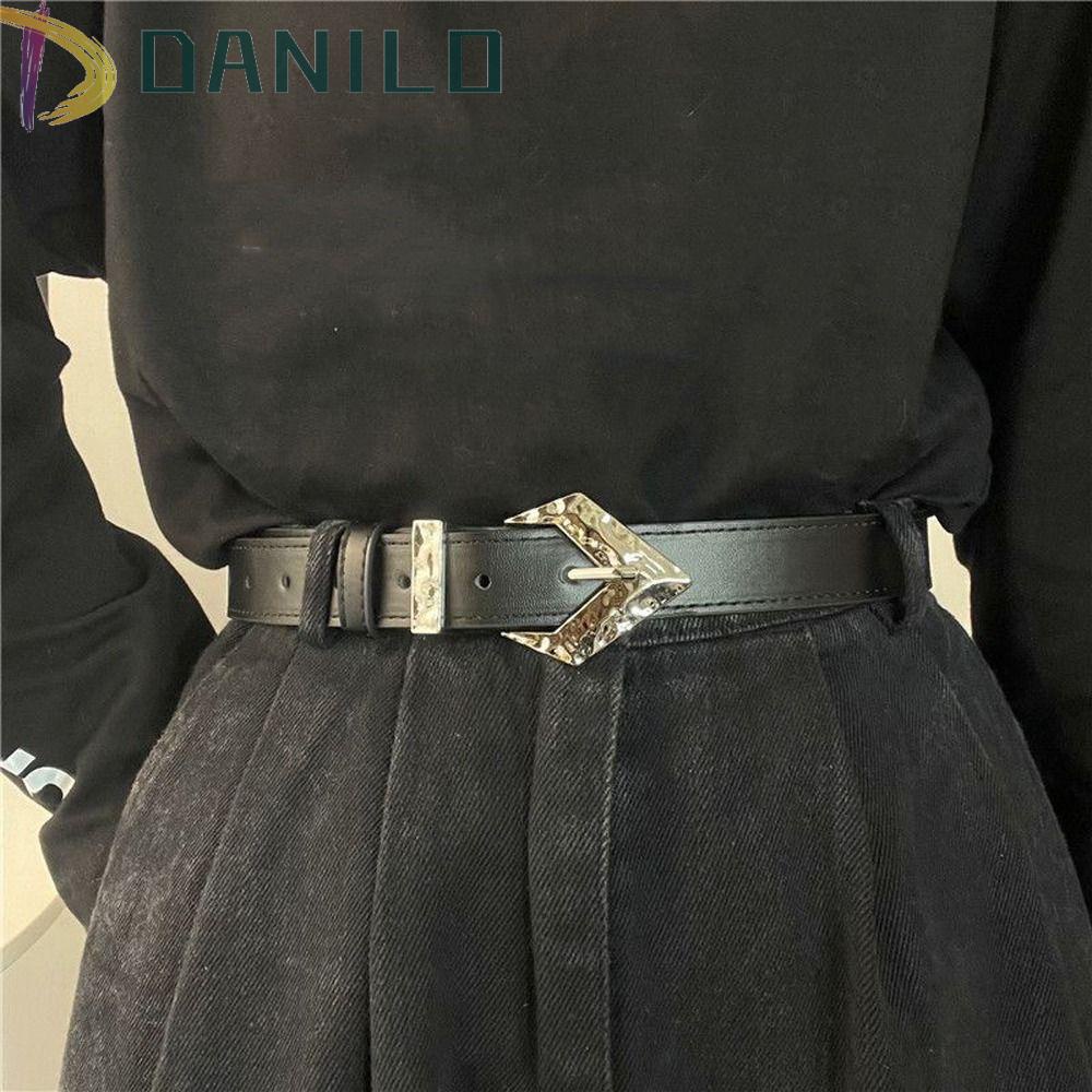 DANILO Thắt Lưng Da PU Khóa Kim Loại Hình Tam Giác Thời Trang Cho Nữ