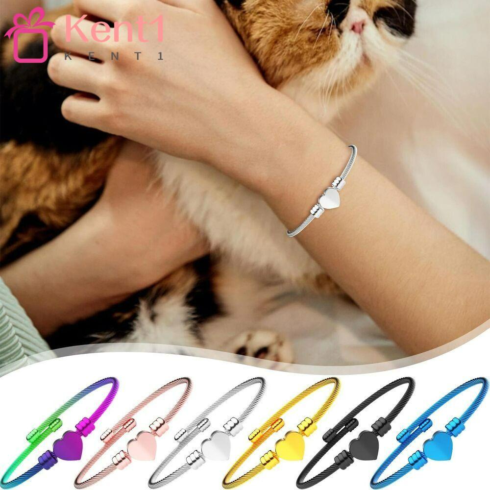 KENT1 Vòng Tay Dây Thừng Mặt Trái Tim Nhiều Màu Bằng Thép Không Gỉ Chất Lượng Cao Có Thể Điều Chỉnh Kích Thước Punk Thích Hợp