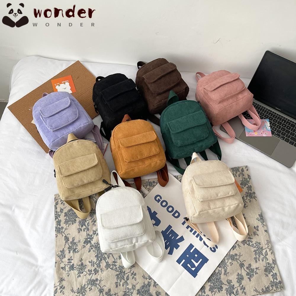 WONDER Ba Lô Dacron Mini Màu Trơn Siêu Nhẹ Thời Trang Cho Học Sinh Trung Học