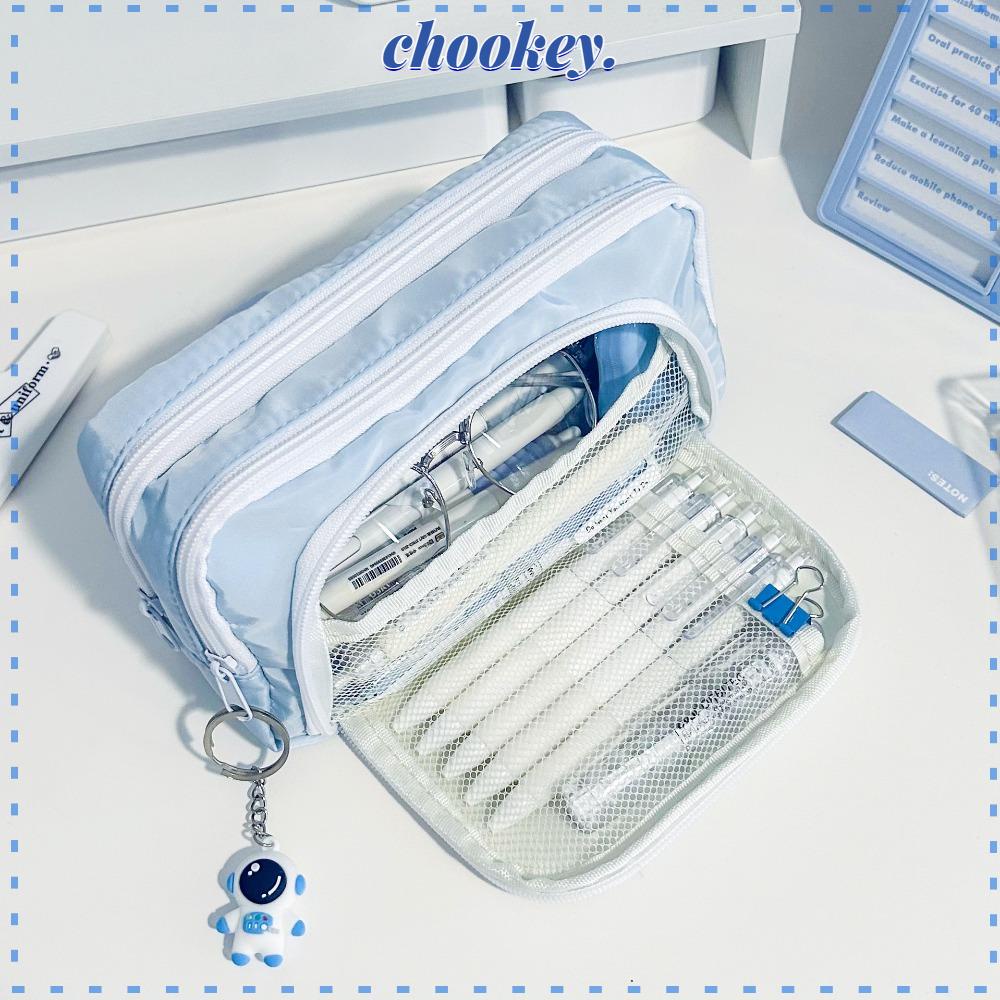 CHOOKEY Túi Đựng Bút Bằng Nylon Sức Chứa Lớn Đa Năng Dễ Thương Cho Nữ