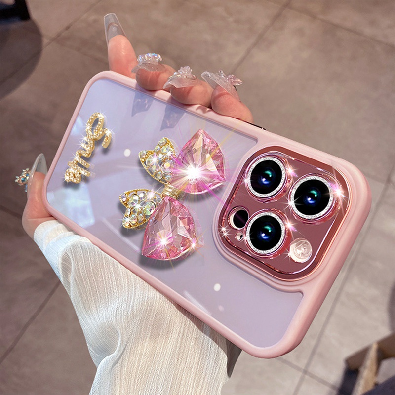 Ốp Điện Thoại Cứng Chống Rơi Hình Bướm Đính Đá Lấp Lánh Cho iPhone 11 13 Pro 14 Pro max 12pro max 11pro max