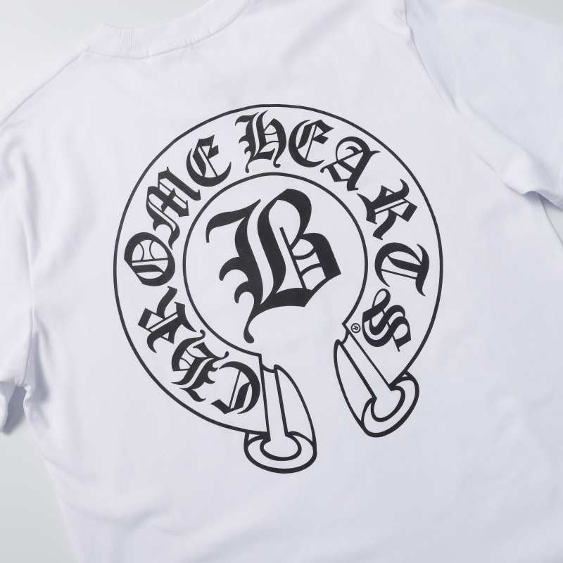 Chr-come88he-ars- Áo Thun Tay Ngắn Họa Tiết Hoa Trắng Đen Thời Trang Xu Hướng Mới Nhất