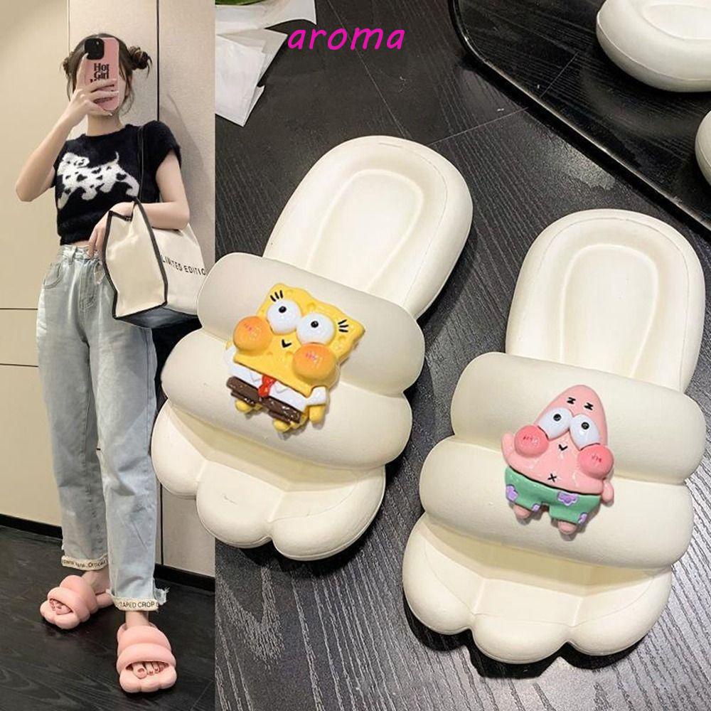 AROMA Dép Xỏ Ngón Đế Bằng Họa Tiết Spongebob Ngôi Sao Hoạt Hình Thoải Mái Thời Trang Mùa Hè Cho Nam Và Nữ