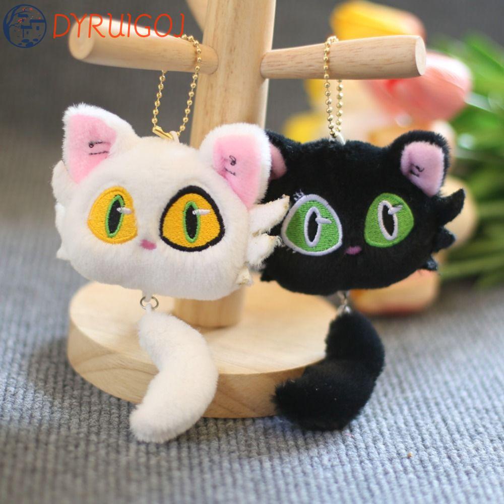 DYRUIDOJ Móc Khóa Hình Mèo Nhồi Bông Màu Đen Dễ Thương