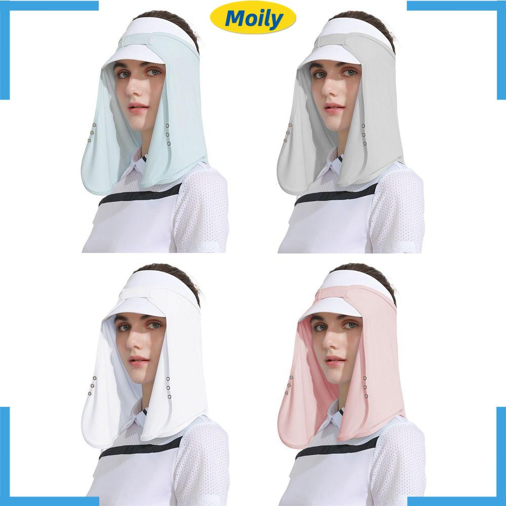MOILYVN Mũ Lưỡi Trai Hở Chóp Bằng Lụa Lạnh Chống Tia UV Bảo Vệ Mặt Cổ Khi Chơi Thể Thao Ngoài Trời