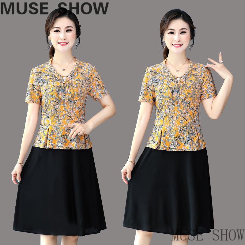 Đầm Tay Ngắn Phong Cách Phương Tây Thời Trang Mùa Hè Mới 2022 Cho Phụ Nữ Trung Niên 50 Tuổi402022Đầm Thiết Kế Mới Xinh Xắn Thời Trang