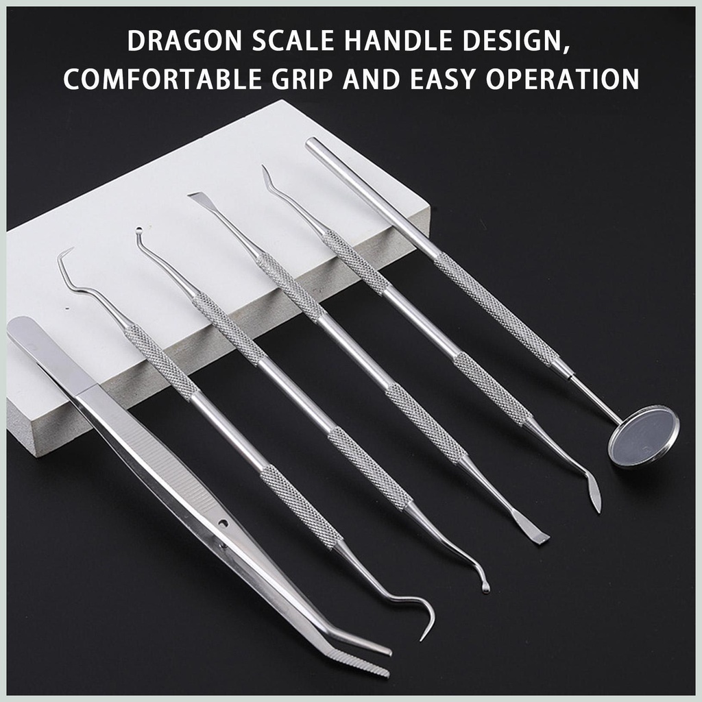 Bộ 6 Dụng Cụ Chăm Sóc Răng Miệng Chuyên Nghiệp Bằng Thép Không Gỉ