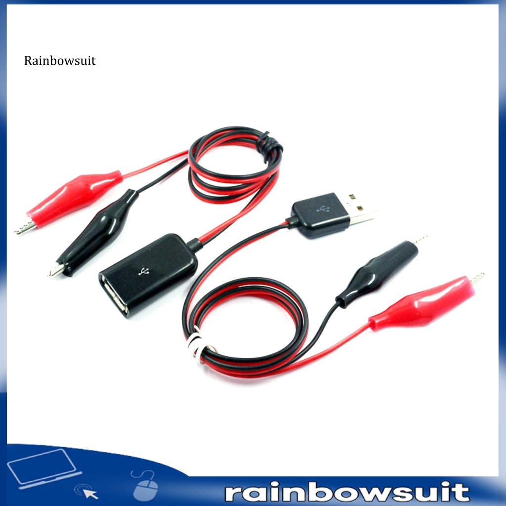 Set 2 Dây Cáp USB Đầu Đực / Cái Kẹp Cá Sấu Kiểm Tra Vôn Kế