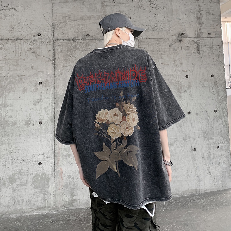 Áo Thun Cotton Ngắn Tay Dáng Rộng Phong Cách Retro Mỹ Thời Trang Mùa Hè Mới Cho Nam