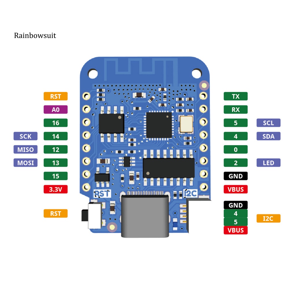Bảng Mạch Phát Triển Năng Lượng Thấp An Toàn 11 Pin Đầu Vào / Đầu Ra Type-C USB Internet Esp8266 Cho WEMOS D1 Mini V4.0.0 WIFI